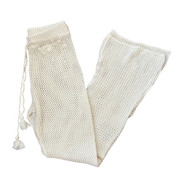 L*Space Women’s Los Cabos High Drawstring Waist Crochet Mesh Knit Flare Pants XS - Picture 11 of 12